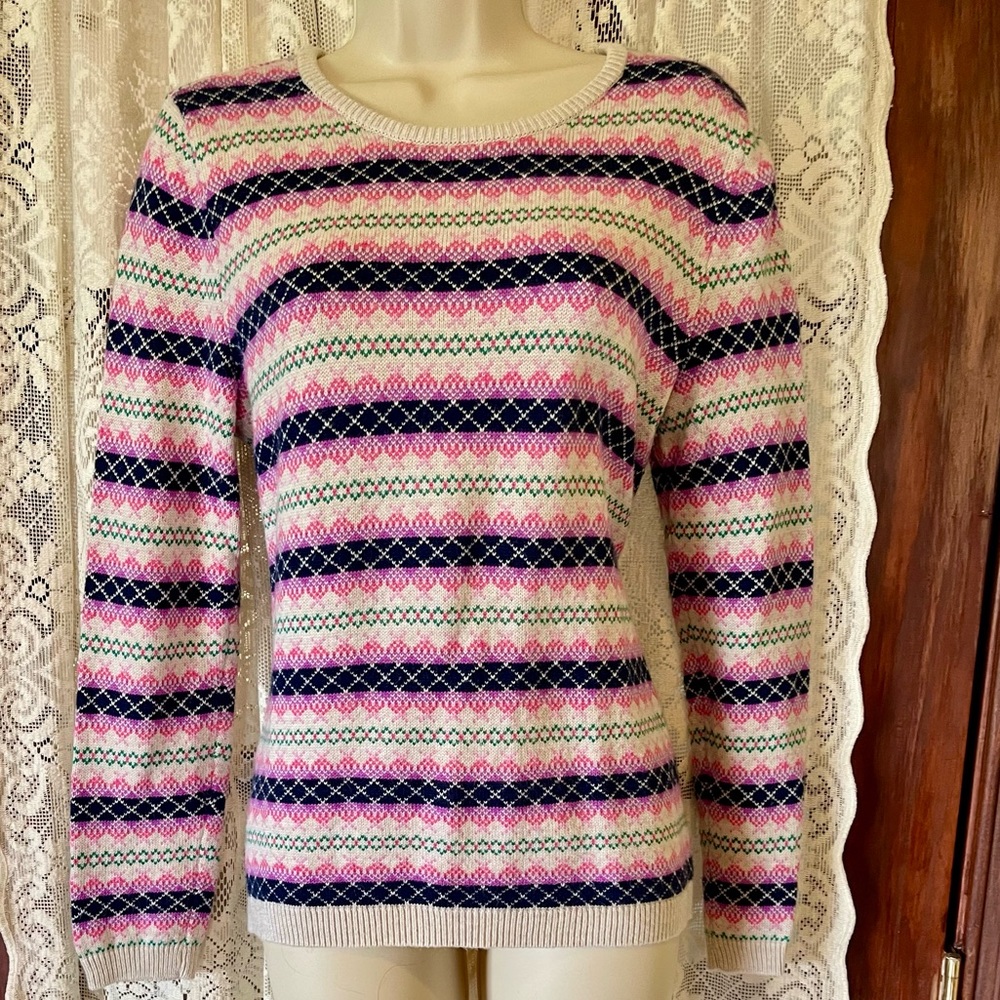 Pink Navy Argyle Sweater Back Zip